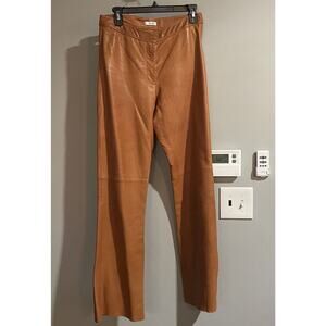 Cache Leather Pants Sz 8 Rock‎ Western Concert Party Camel Bootcut Y2K NOTE